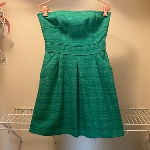 Green Tweed Strapless Dress